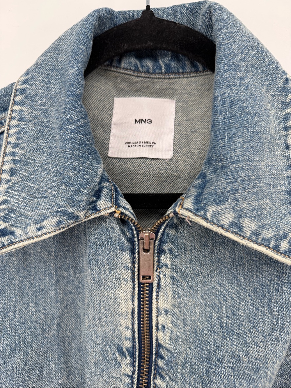 Mango Denim Bomber Jacket Light Blue Size Small - Picture 2 of 6